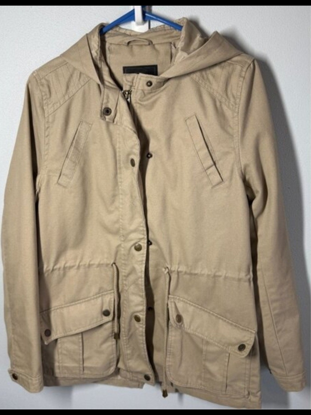 Miss London Beige Hooded Utility Jacket